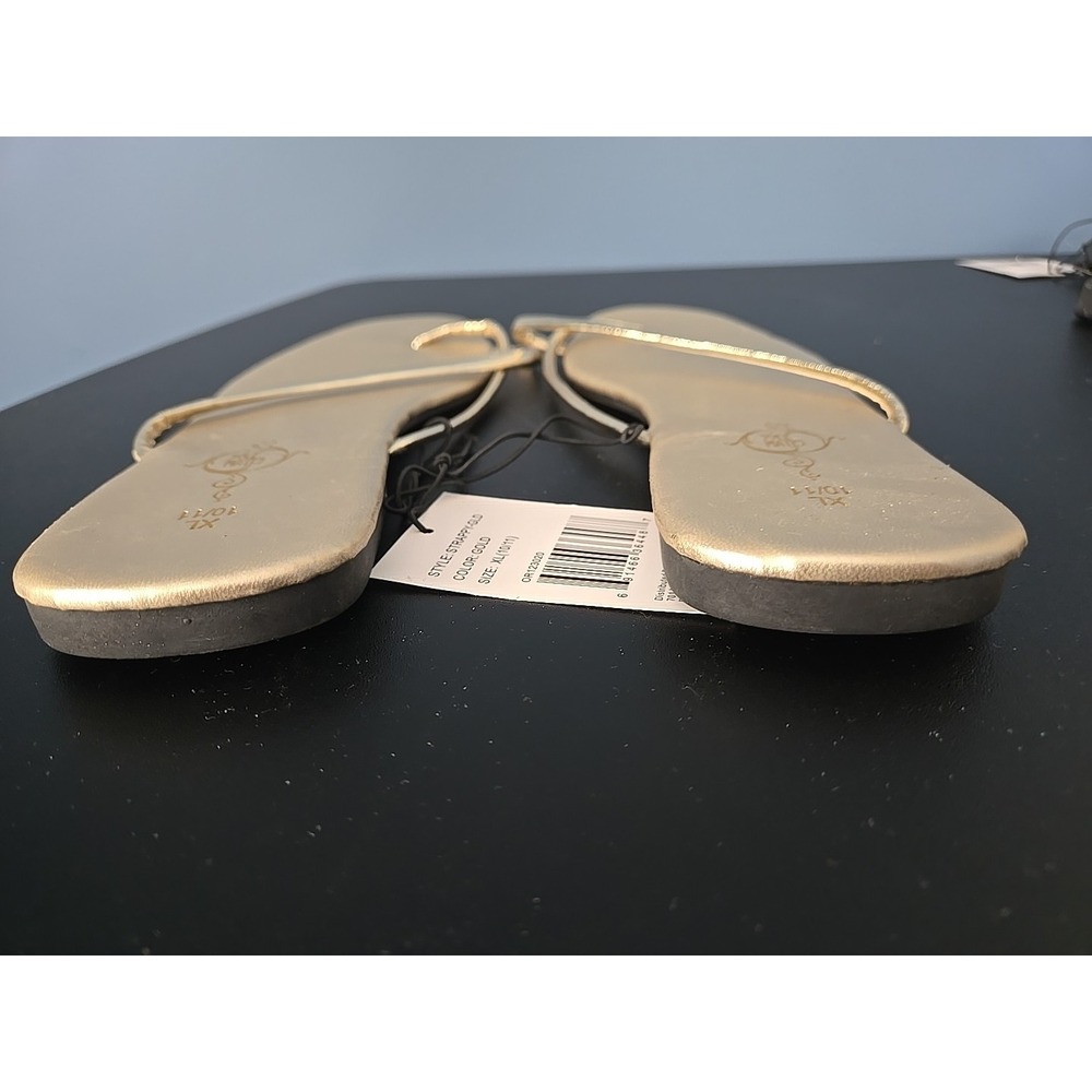 Sole Mates Sandals Womens Size 10 / 11 Gold Strappy Flip Flop - Picture 5 of 8